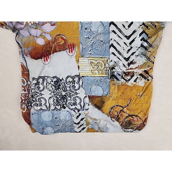 Simply Art by Dolcezza Short Sleeve Blouse Medium Buttons Good Enough Design - Picture 6 of 10